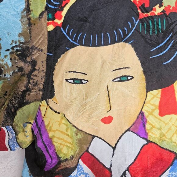 Chico’s 100% Silk Size 0/Small Geisha Japanese Women Art to Wear AOP Vintage - Picture 10 of 10